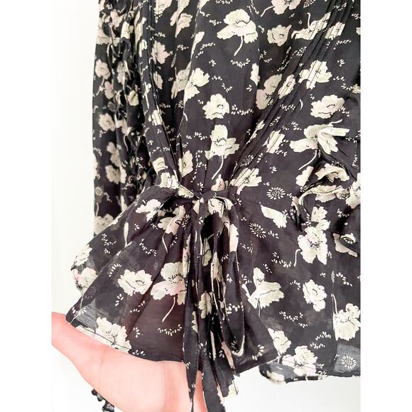 DOÊN Doen | Luca Anemone Black Floral Top | Sz XS | Prairie whimsical nostalgia - Picture 10 of 11